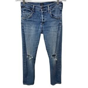 Citizens‎ of Humanity Emerson Slim Fit Boyfriend Jeans Distressed Denim Blue 24